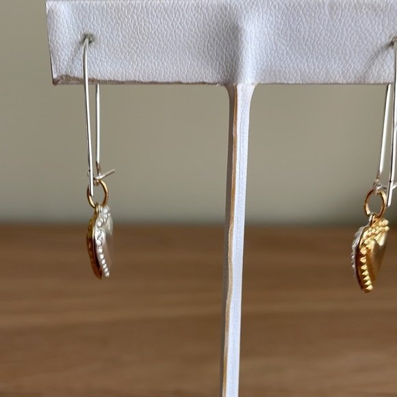HAND CRAFTED EARRINGS Reversible Gold Silver Hearts - Picture 8 of 14